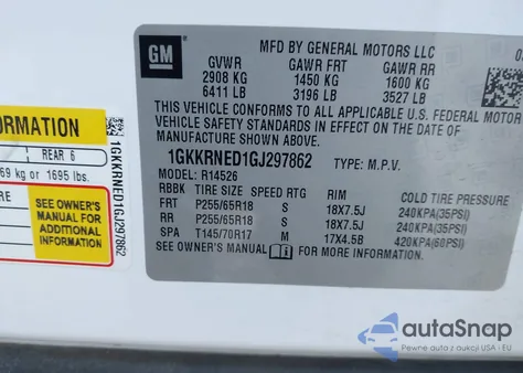 2016 GMC Acadia Sle-1 z USA, uszkodzony, nr VIN 1GKKRNED1GJ297862